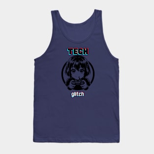 tech glitch anime girl Tank Top